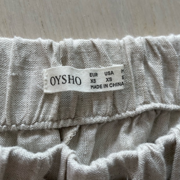 Oysho Linen Pants Oat Color Size XS - Picture 2 of 2